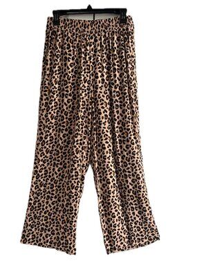 H&M Pull-on Leopard Print Pants – Elastic Waist – Wide Leg – Like New